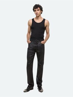 Helmut Lang Black Textured Straight Trousers